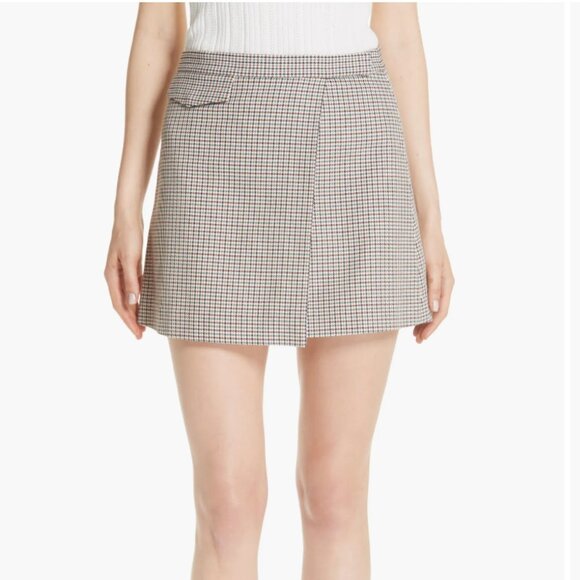 Theory - Fremont Plaid / Houndstooth Wrap Mini Skirt - Picture 1 of 9